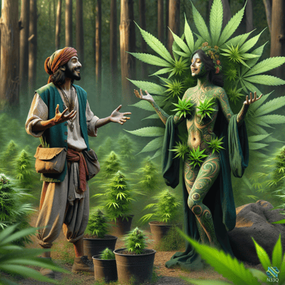 Man Meets Cannabis Woman in Forest