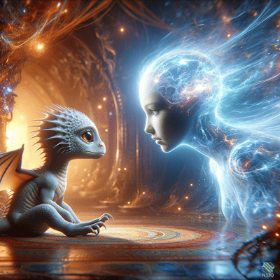 Dragonling Faces Ethereal Light Spirit