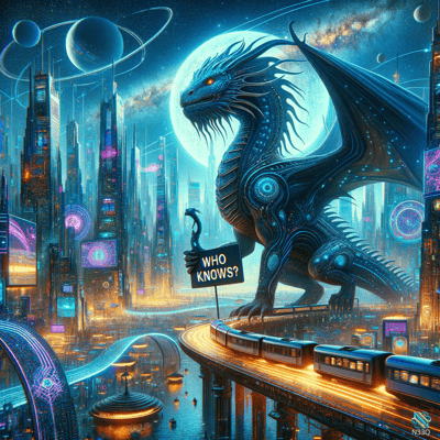 Cybernetic Dragon in Neon Futuristic City