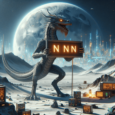 Dragon Holding NNN Sign on Moon