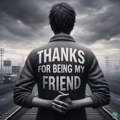Man on Tracks in Thanks Jacket