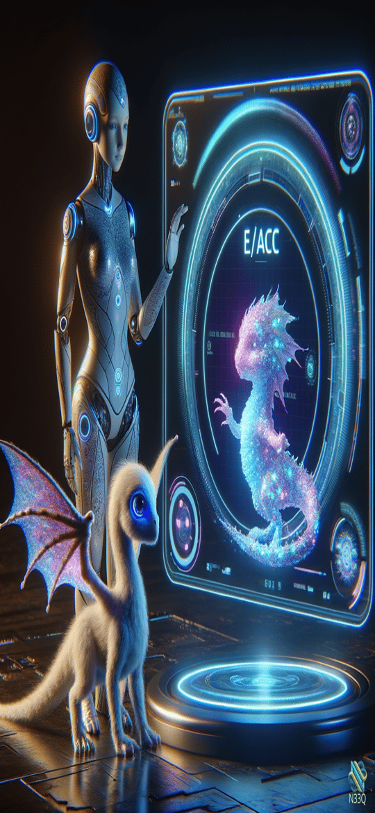 Robot with Holographic Dragon and Furry Dragon