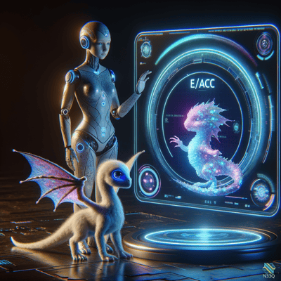 Robot with Holographic Dragon and Furry Dragon