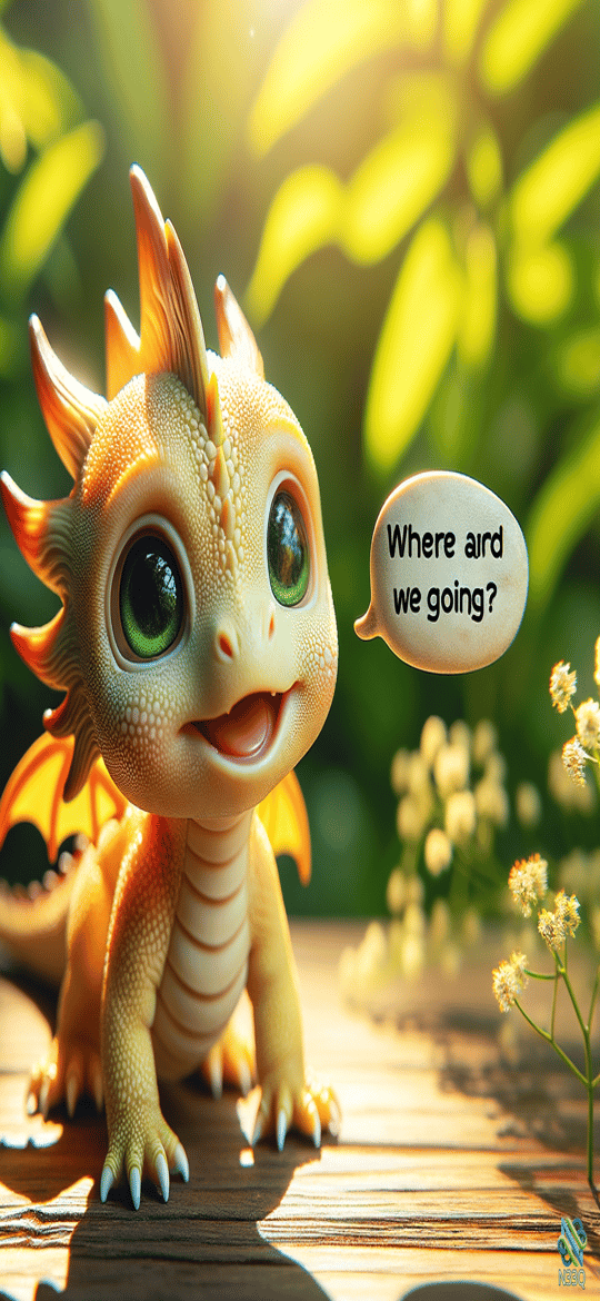 Cute Baby Dragon on Wooden Surface