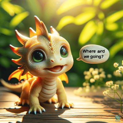 Cute Baby Dragon on Wooden Surface