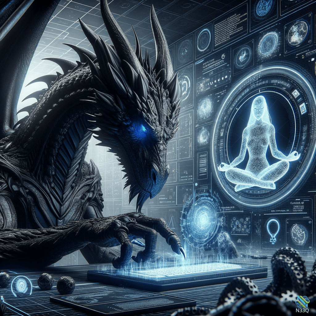 Dragon Operating Futuristic Meditation Hologram