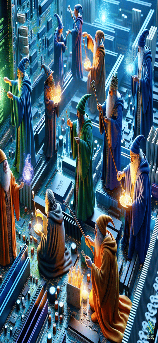 Wizards Casting Spells on Motherboard