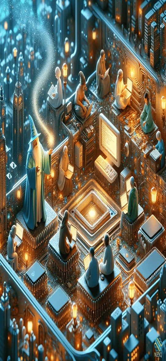 Wizard Casting Spell in Circuit Board City