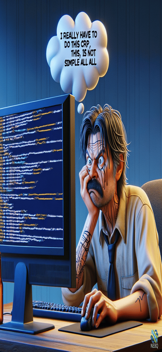 Stressed Programmer Staring at Code Screen