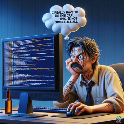 Stressed Programmer Staring at Code Screen