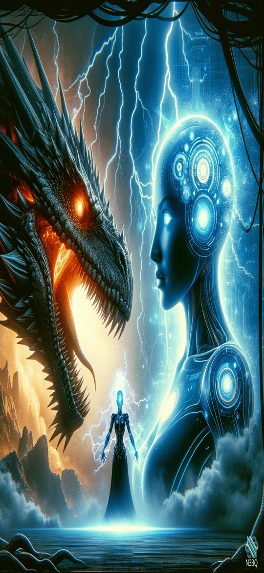 Dragon Confronts Cyborg Over Glowing Figure
