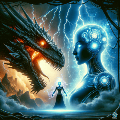 Dragon Confronts Cyborg Over Glowing Figure