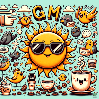 Smiling Sun with Coffee and Birds