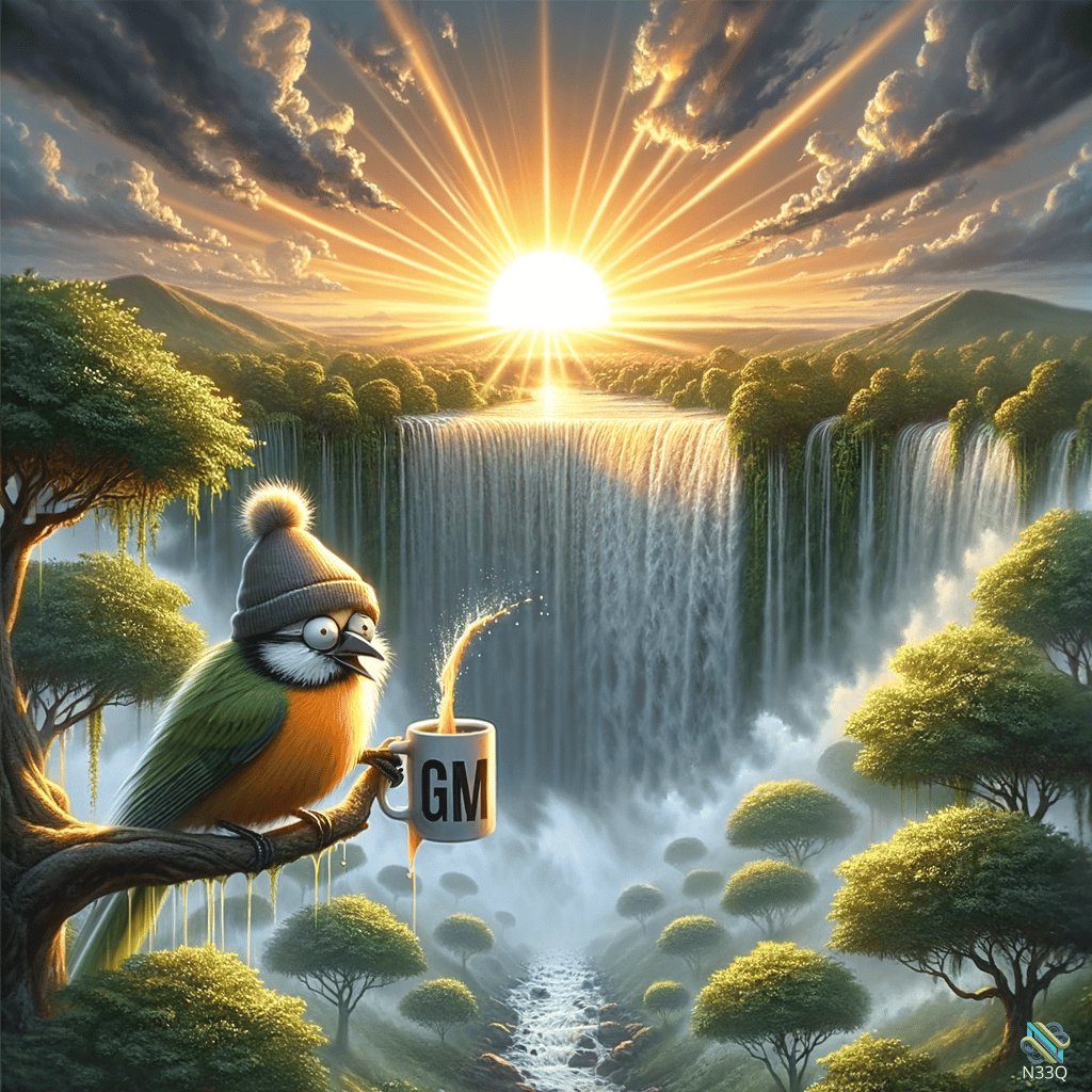 Bird in Beanie with GM Mug at Waterfall