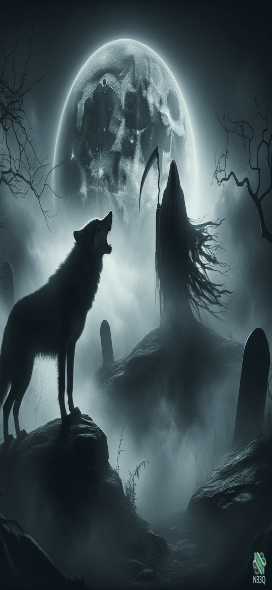 Howling Wolf and Reaper Under Skull Moon