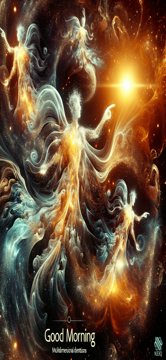Ethereal Figures Dancing in Cosmic Nebula