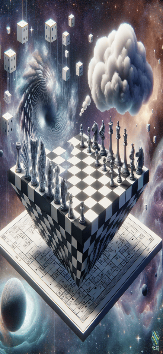 Melting Chessboard Floating in Cosmic Space