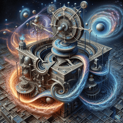Celestial Orrery Machine in Cosmic Space