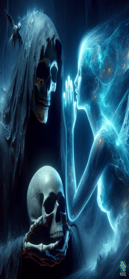 Grim Reaper Meets Ethereal Blue Spirit