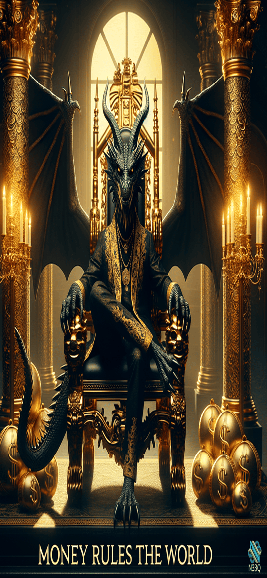 Dragon in Suit on Golden Throne