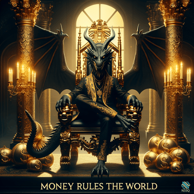 Dragon in Suit on Golden Throne