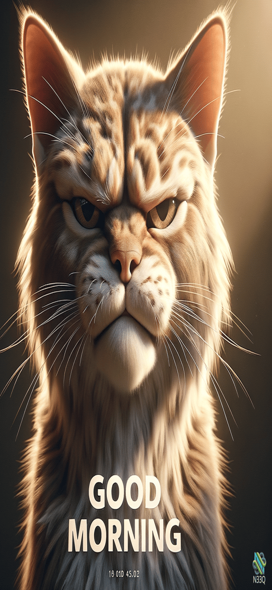 Grumpy Tabby Cat Good Morning