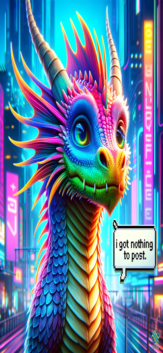 Colorful Dragon in Neon Cyberpunk City
