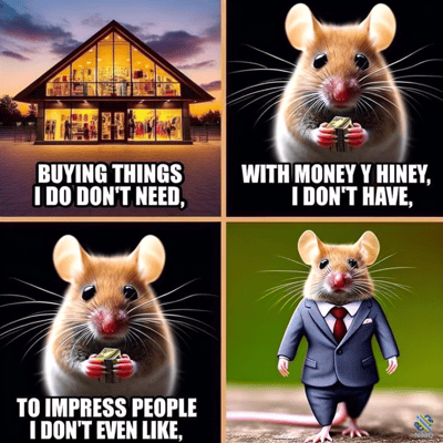 Anthropomorphic Mice Consumerism Meme with Glass House