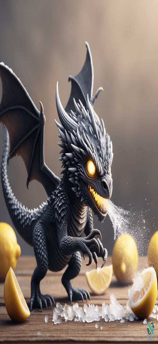 Small Dragon Breathing Frost on Lemons