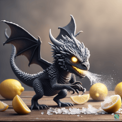 Small Dragon Breathing Frost on Lemons