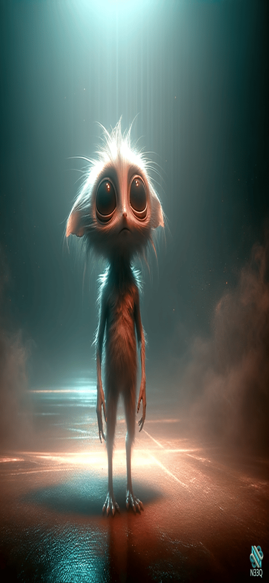 Furry Creature in Dramatic Light Beams