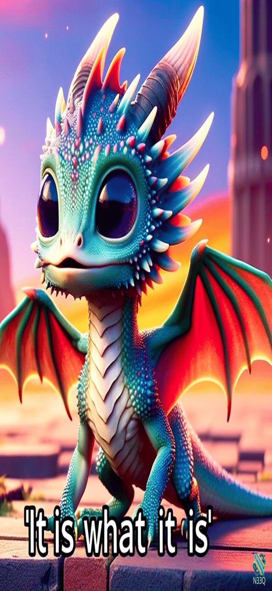 Cute Dragon on Sunset Stone Steps