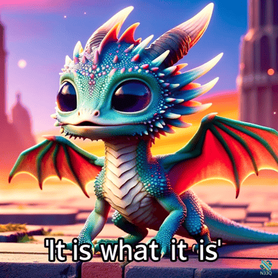 Cute Dragon on Sunset Stone Steps