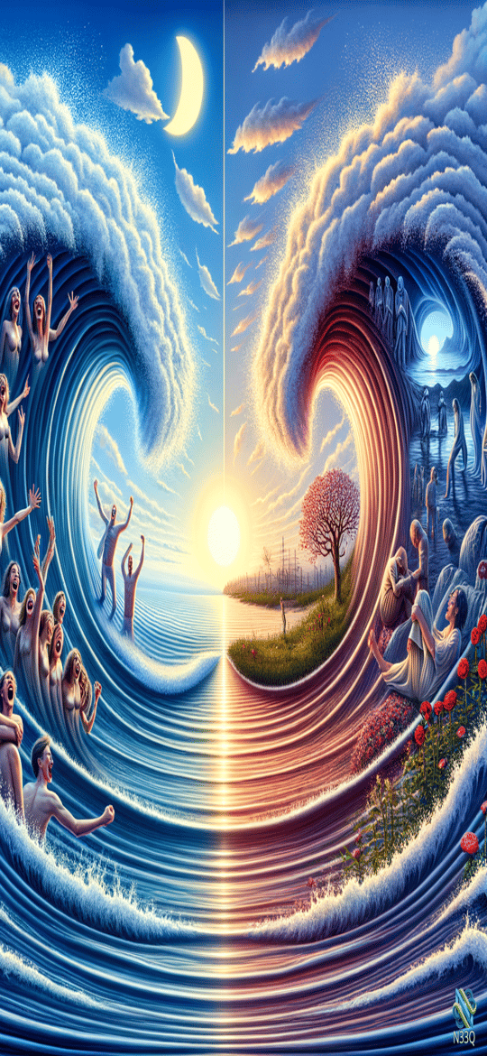 Figures in Mirrored Night and Day Waves