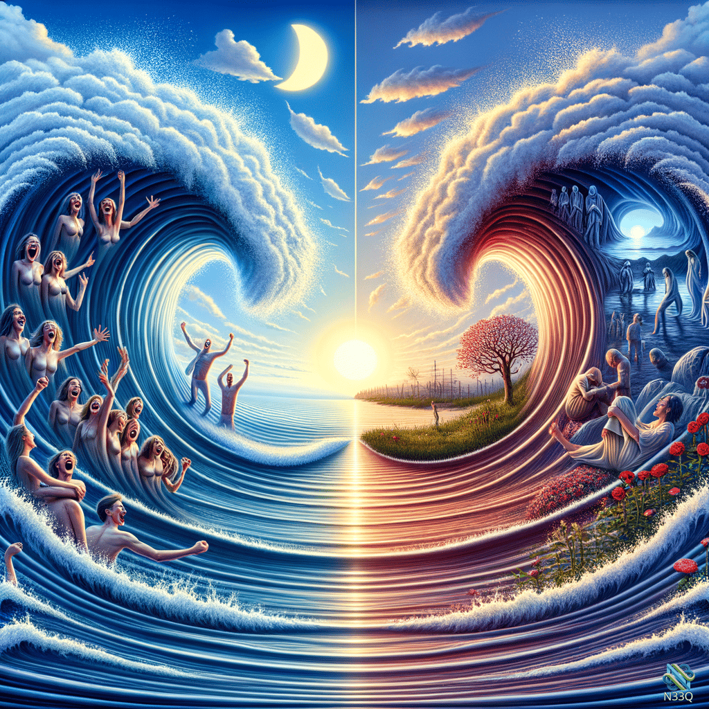 Figures in Mirrored Night and Day Waves