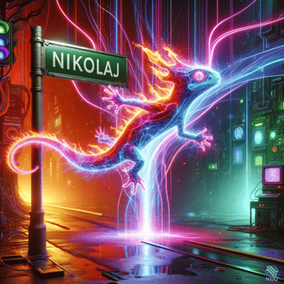 Neon Lizard by Nikolaj Street Sign