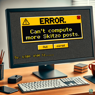 Retro Monitor Error on Wooden Desk