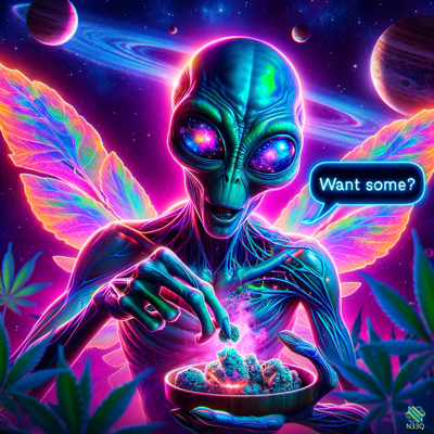 Neon Alien Offering Cannabis Buds