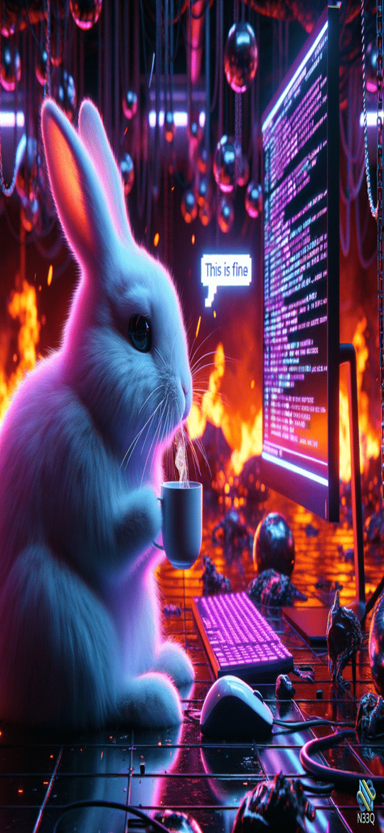 White Rabbit Sipping Coffee in Inferno