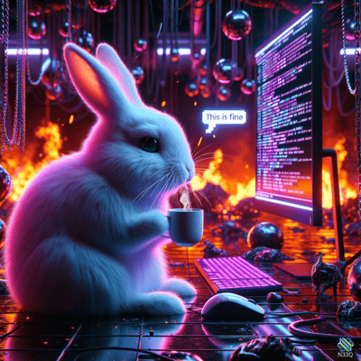 White Rabbit Sipping Coffee in Inferno