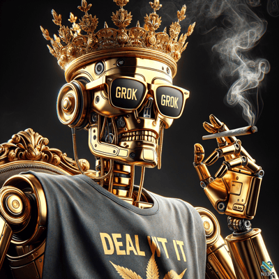 Golden Robot King Smoking Cigarette