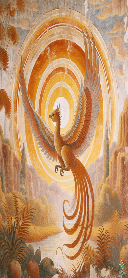 Phoenix Before Concentric Orange Sun