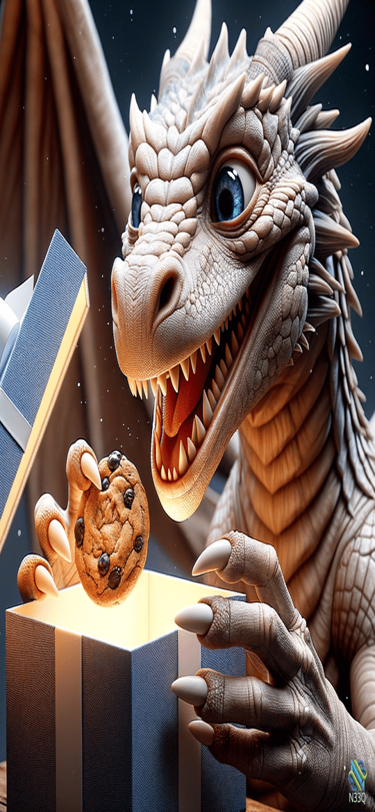 Dragon Holding Cookie From Gift Box