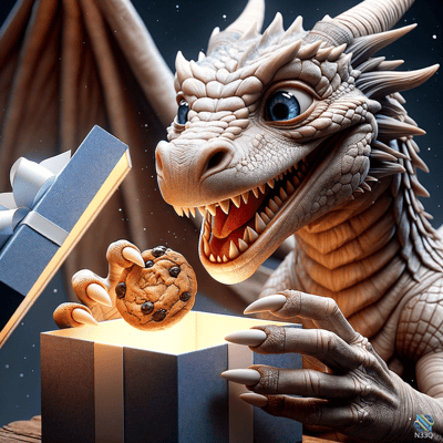 Dragon Holding Cookie From Gift Box
