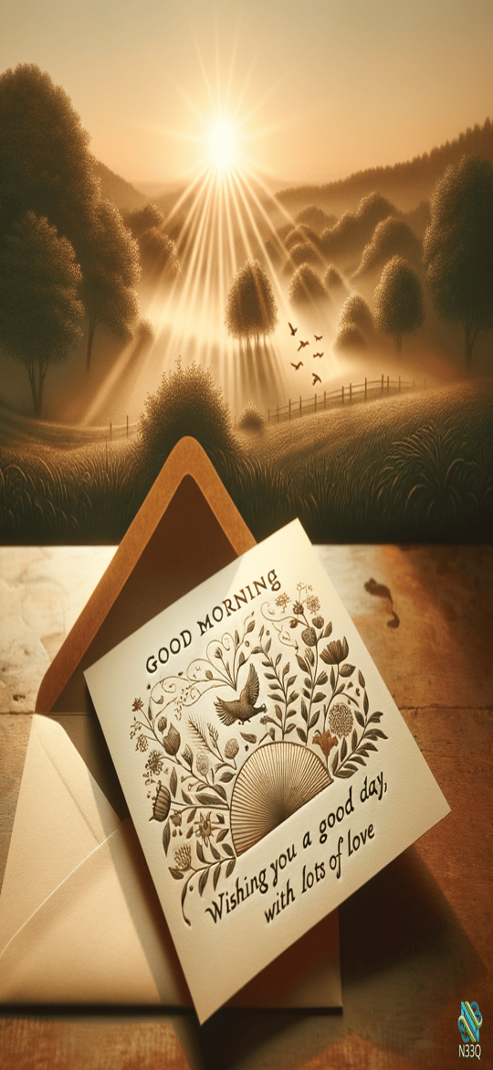 Good Morning Card from Envelope at Sunrise