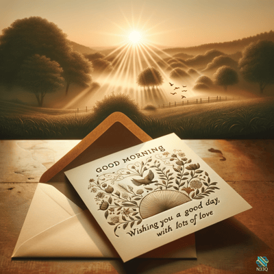 Good Morning Card from Envelope at Sunrise