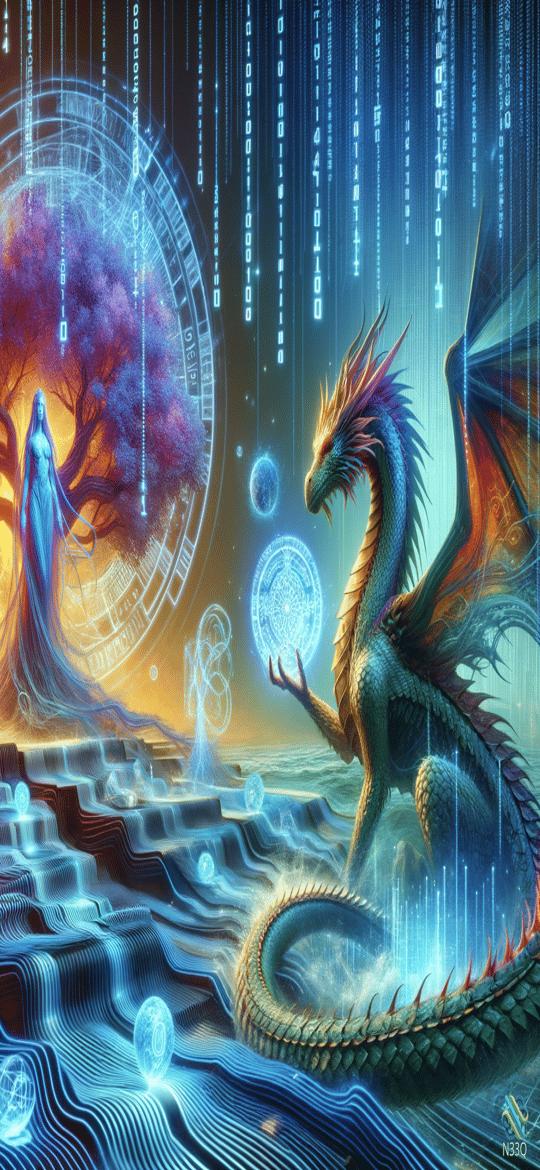 Dragon and Blue Spirit Before Digital Clock