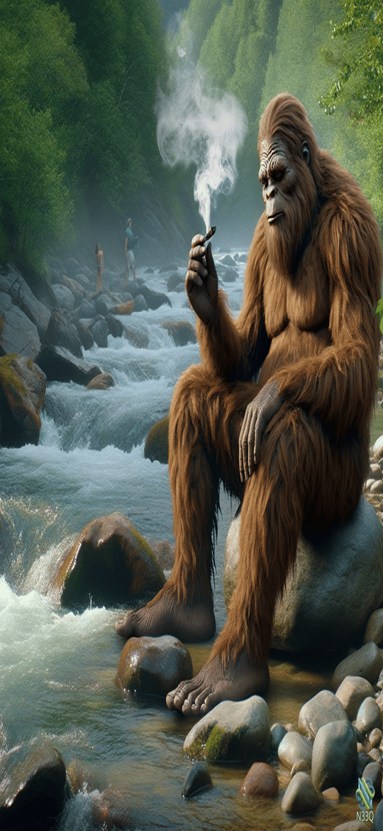Sasquatch Smoking Cigarette by Forest River