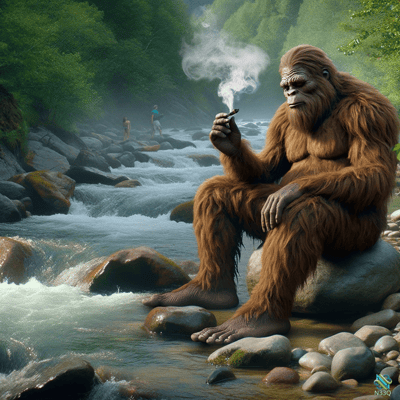 Sasquatch Smoking Cigarette by Forest River