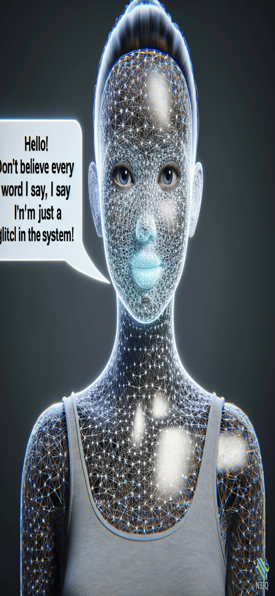 Wireframe Glitch Woman With Speech Bubble